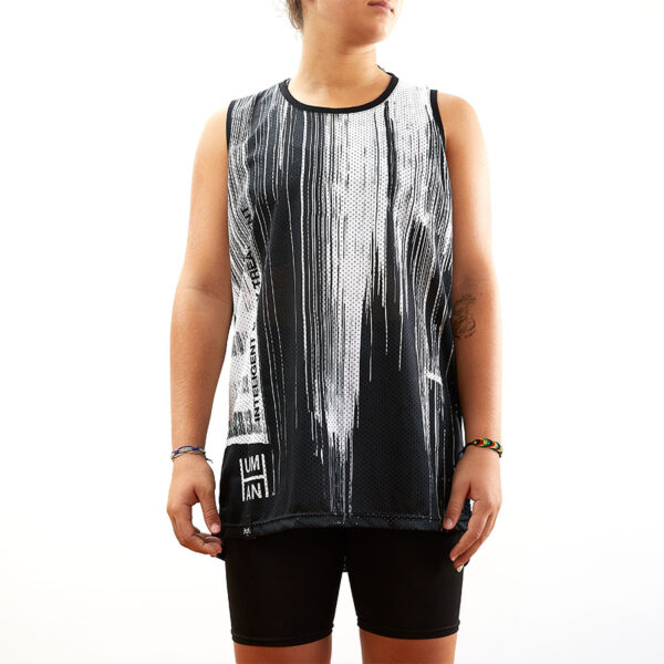 Pixel Rain Tank Top in Black - Front View